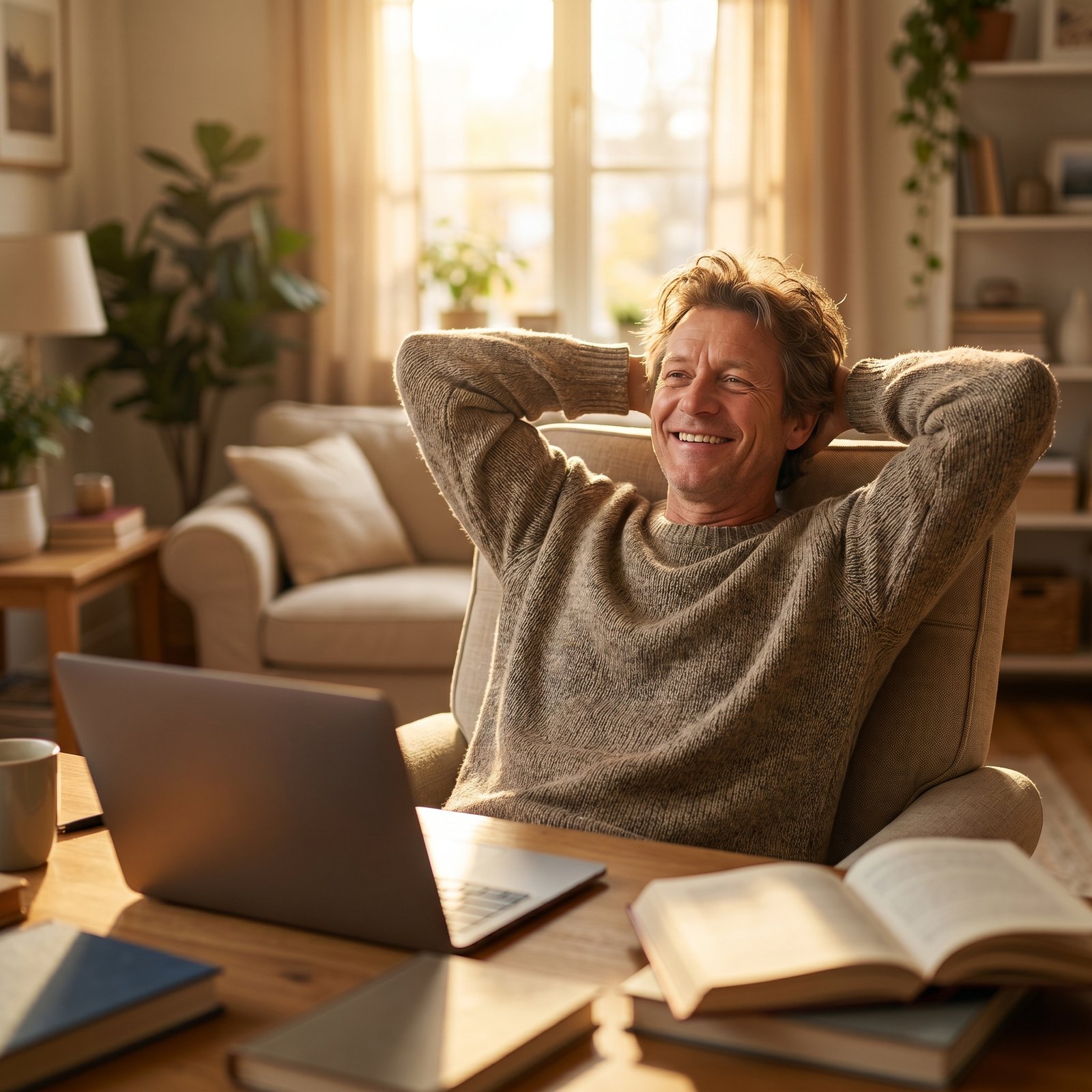 Person celebrating success on laptop