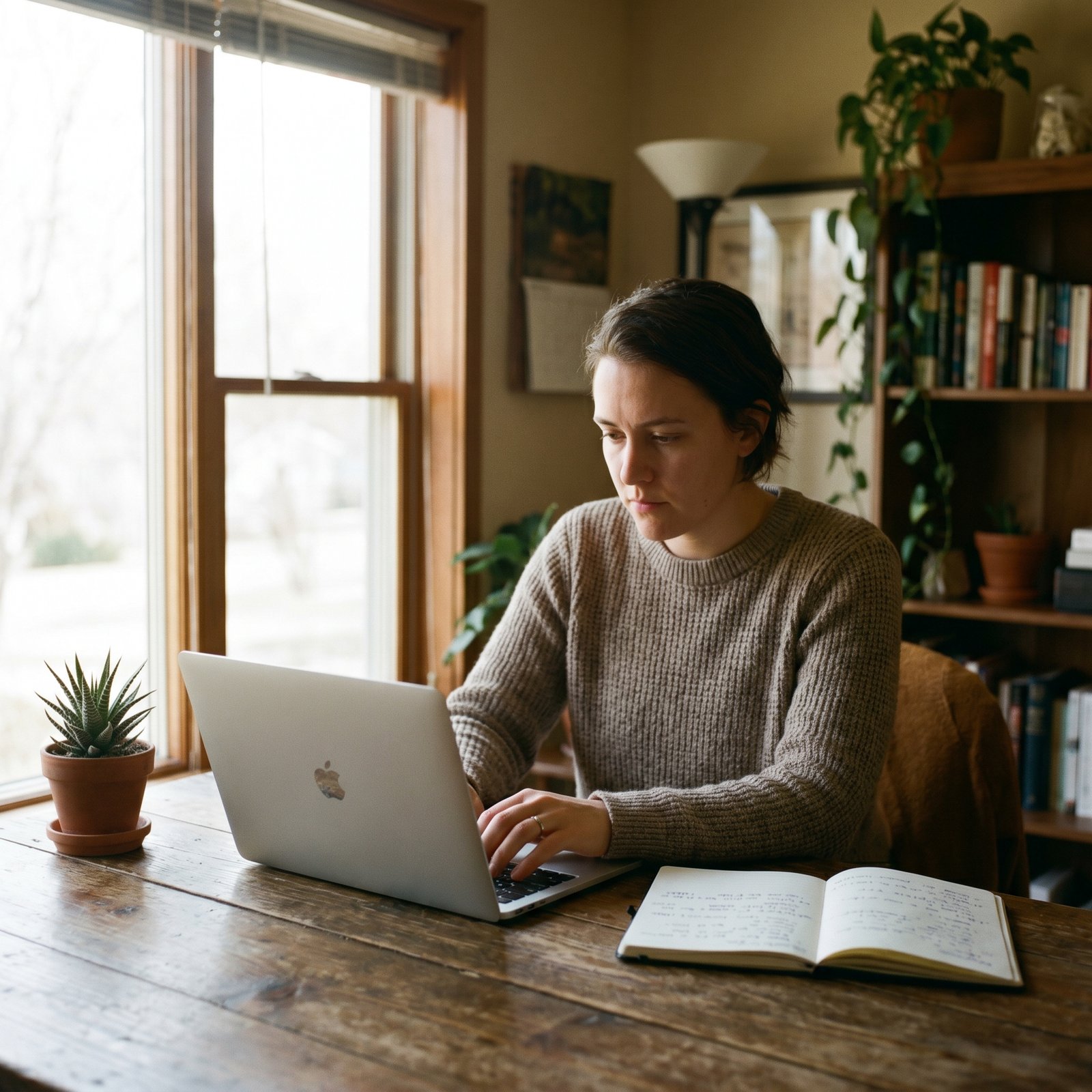 Person building a side hustle on laptop